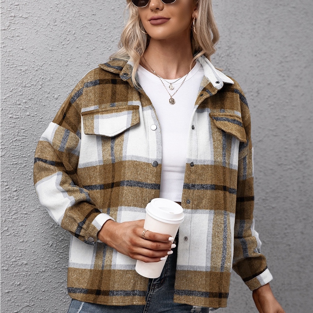 Plaid Long Sleeve Shirt Jacket - Picture 5 of 10